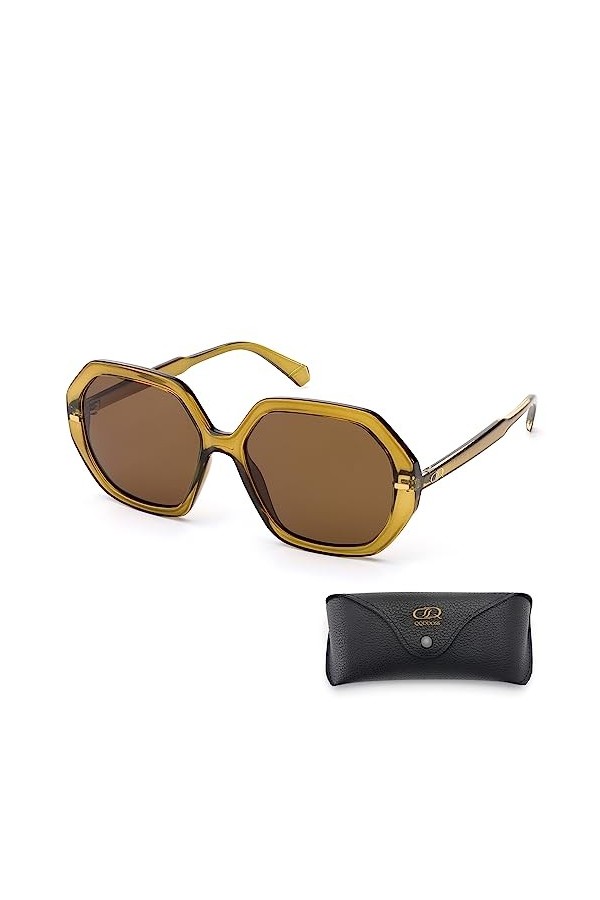 QQDDOSS Lunettes De Soleil Femme Homme Polygonales Surdimensionnées Mode Heptagon Lunettes De Soleil Femme Polarisées Tendanc