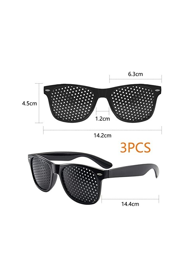 XiXiRan Lunettes Sténopéïques, 3 Pièces Sténopéïques Lunettes, Mode Petit Trou Lunettes, Unisex Lunettes Sténopéïques, Lunett