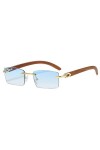 kachawoo Lunettes de soleil sans monture sans monture femmes mode lunettes de soleil avec jambes en bois dimitation bleu ver