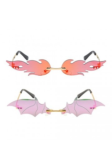 Qixuer Lunettes De Soleil Flamme, Lunettes De Soleil Flamme Femme 1 Lunettes De Flamme Et 1 Lunettes De Chauve-Souris Lunette