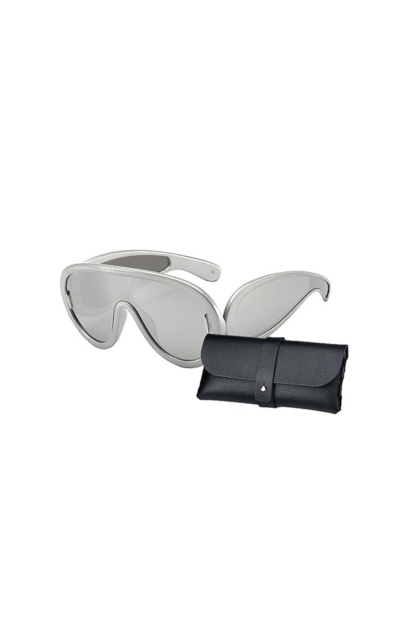 KBRPEY Lunettes de Soleil Enveloppante Femme Homme, Cool Lunettes de Soleil pour Femme Homme Grande y2k Enveloppante Futurist