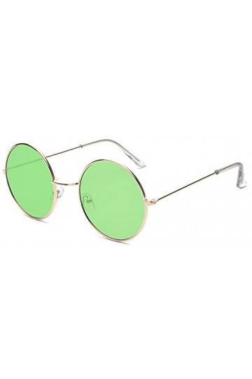 ALWAYSUV Petites lunettes de soleil rondes plates en métal Cercle Vintage Lunettes hippie en métal pour femmes/hommes, vert, 
