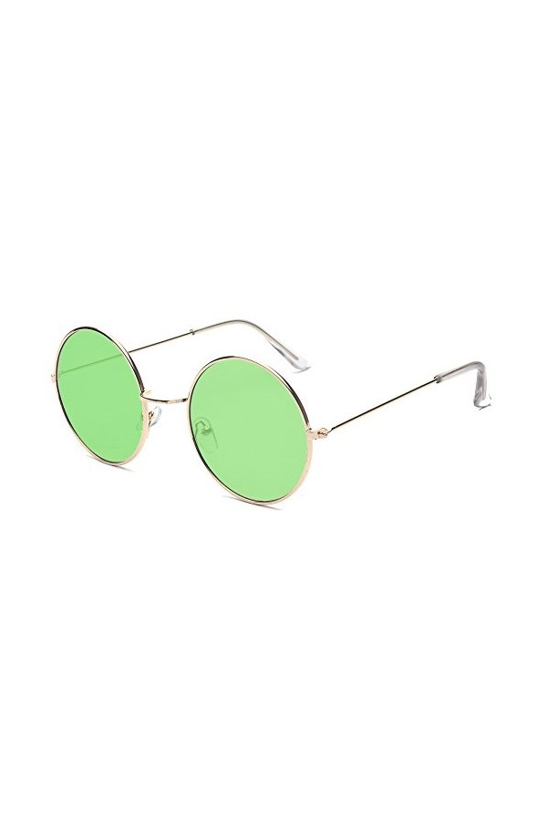 ALWAYSUV Petites lunettes de soleil rondes plates en métal Cercle Vintage Lunettes hippie en métal pour femmes/hommes, vert, 