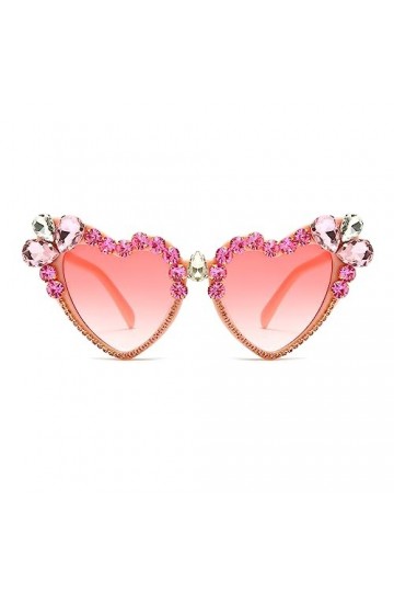 Long Keeper Lunette Coeur femme - Lunette de Soleil en Forme de Coeur avec Strass Paillette Vintage Mode Lunettes Coeur de Fe