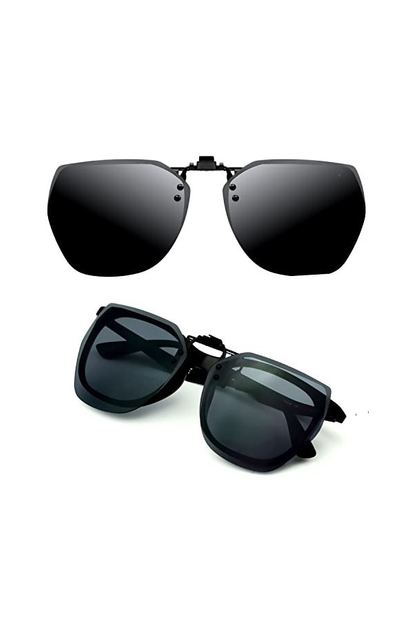 CREYESTAL Clip Lunettes de Soleil Polarisées, Relevable et Ultra léger, Surlunettes de soleil, Clip Solaire, Homme, Femme, 10