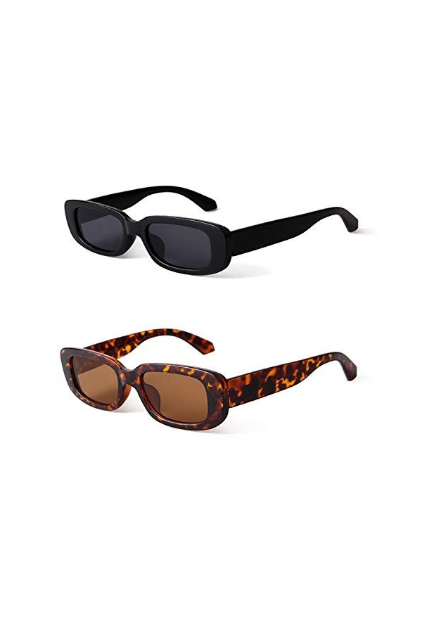 ADEWU Lunettes de soleil étroites pour homme et femme - Rectangulaires - Style rétro des années 90 - Protection UV - Style vi