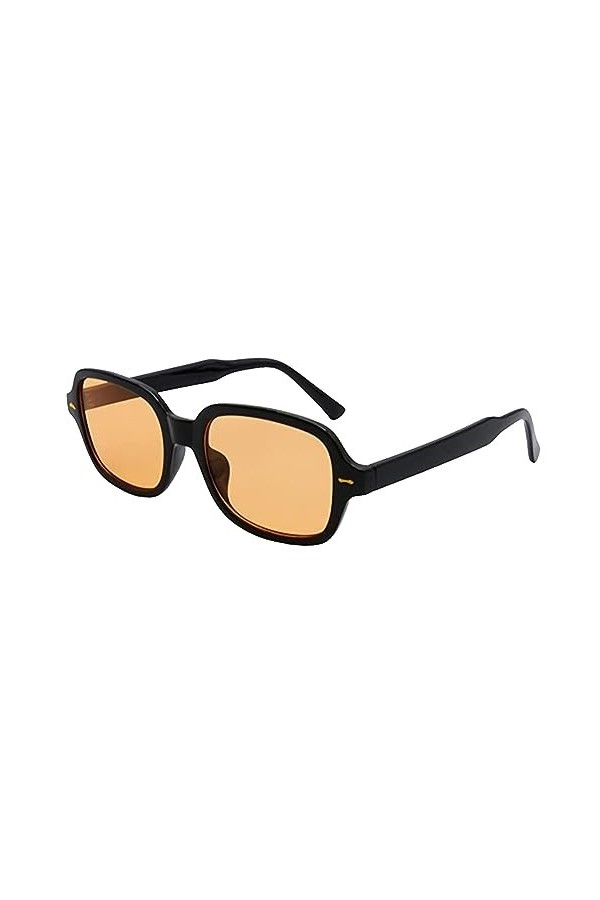 JCTAIFOO Lunettes de soleil rétro rectangulaires ovales pour homme et femme - Vintage - Rectangulaire - Jaune dégradé, noir/o