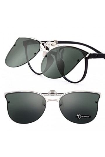 TERAISE Lunettes De Soleil à Clip pour Femmes pour Verres Polarized Flip Up Lunettes De Soleil à Monture pour Chats Vintage