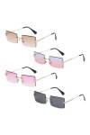 EUPSIIU 4 Paires Rétro Rectangle Lunettes de Soleil Mode Monture Carrées Lunettes de Soleil Pour Femmes Hommes Classique Simp