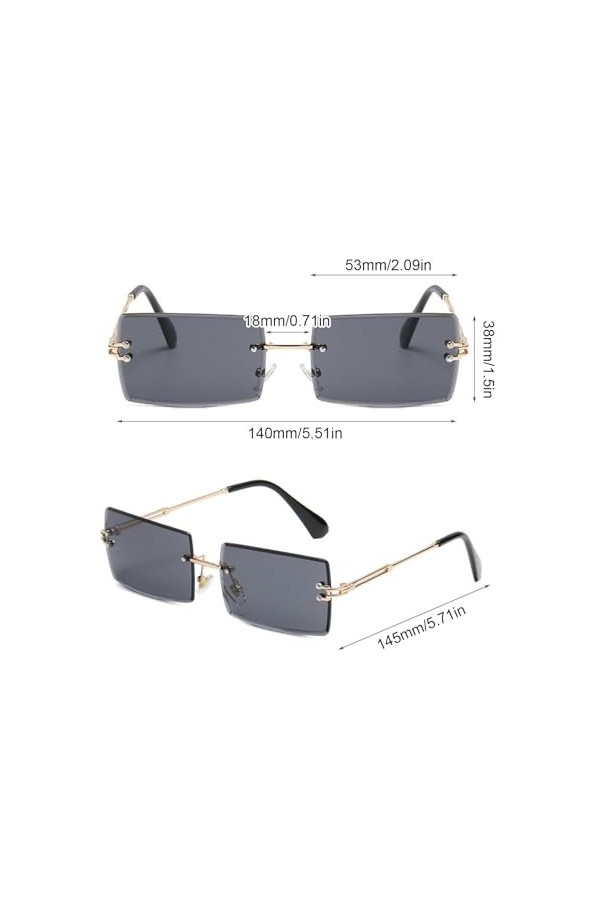 EUPSIIU 4 Paires Rétro Rectangle Lunettes de Soleil Mode Monture Carrées Lunettes de Soleil Pour Femmes Hommes Classique Simp