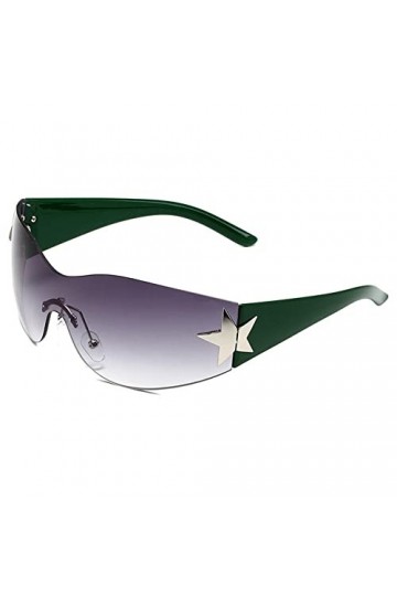 YOJUED Rimless Star Y2K Lunettes de soleil Shield Wrap Around surdimensionnées sans cadre pour homme et femme, protection UV 