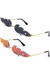 Haihen 2 Paires À La Mode Élégant Flamme Lunettes De Soleil Sans Monture Couleur Miroir Feu Flamme Forme Lunettes pour Hommes