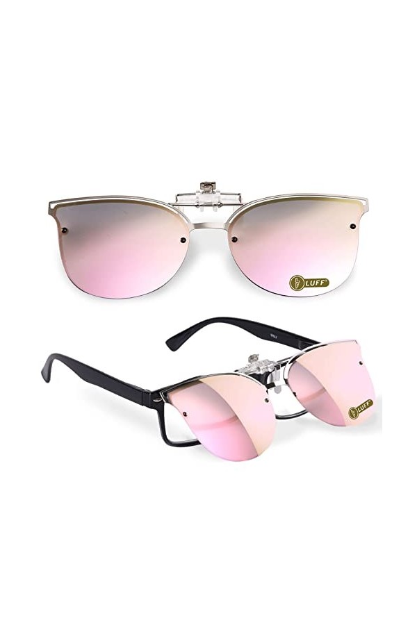 LUFF Lunettes de Soleil à Clip polarisé réversible, Mode pour Femmes Clips de Lunettes de Soleil à lextérieur Vintage pour L