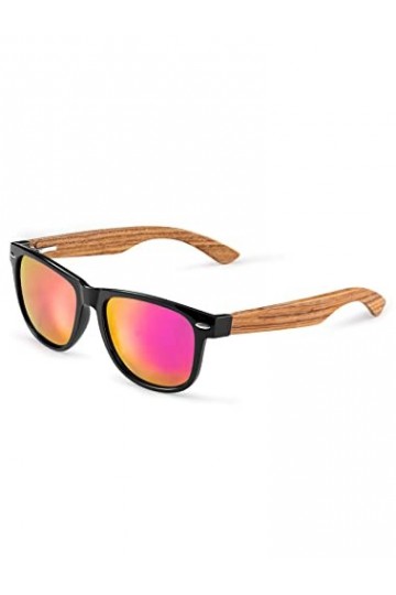 GREENTREEN Lunettes de Soleil Polarisées pour Homme et Femmes, Lunettes de Soleil en Bois,Lunettes classiques