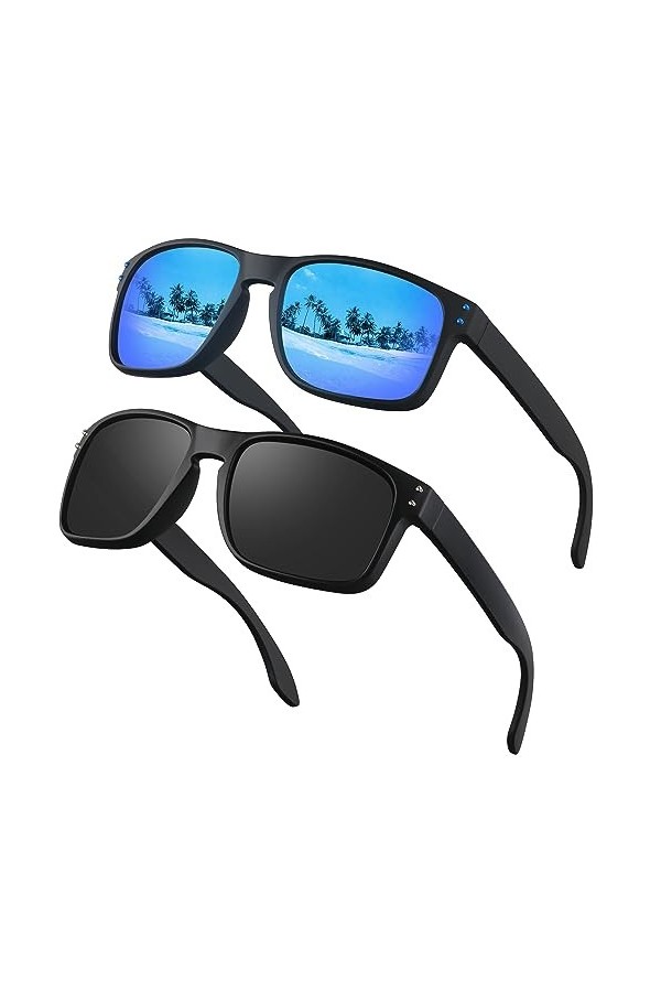 OJIRRU Lunettes de soleil homme polarisées Lunette de soleil rectangulaires Lunettes soleil sport classiques conduite peche p