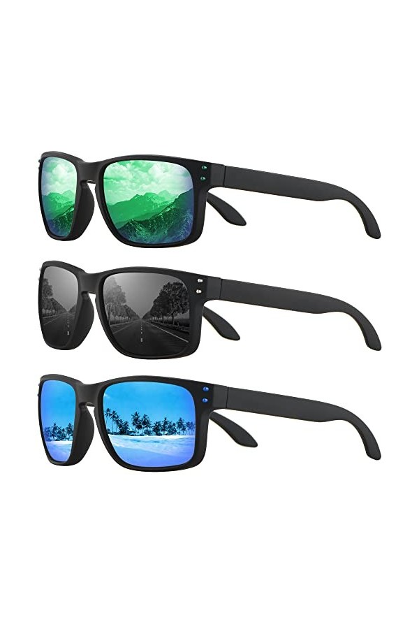 OJIRRU Lunettes de soleil homme polarisées Lunette de soleil rectangulaires Lunettes soleil sport classiques conduite peche p