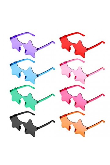 LUTER Lunettes de Soleil Étoile, Lunettes de Soleil Étoile Transparentes Colorées Lunettes de Soleil Sans Monture pour Femme 