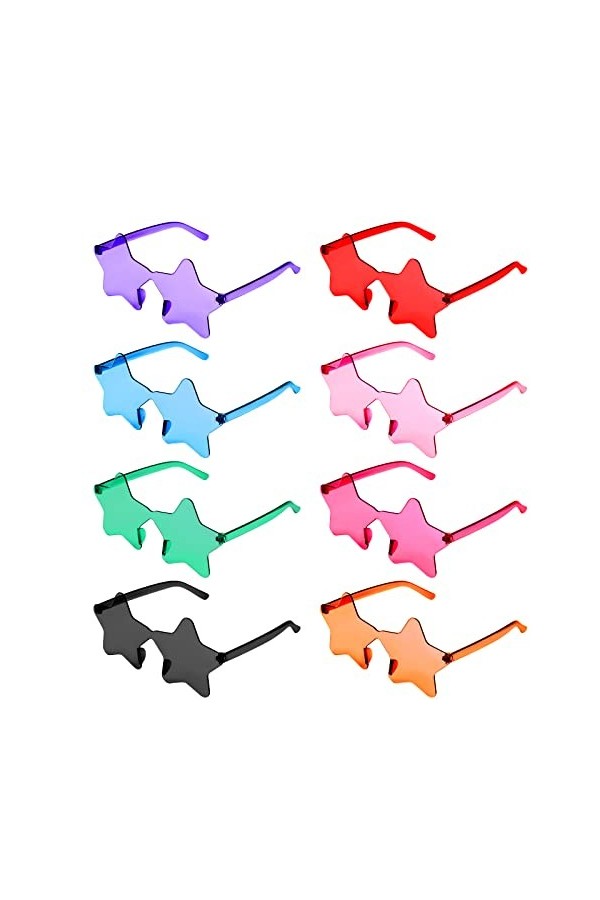 LUTER Lunettes de Soleil Étoile, Lunettes de Soleil Étoile Transparentes Colorées Lunettes de Soleil Sans Monture pour Femme 