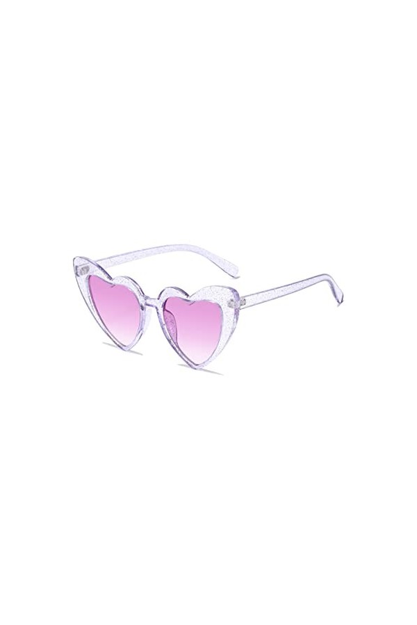 Zueauns Lunettes de soleil en forme de cœur pour femme, lunettes de soleil tendance vintage œil de chat pour mariage, enterre