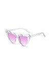 Zueauns Lunettes de soleil en forme de cœur pour femme, lunettes de soleil tendance vintage œil de chat pour mariage, enterre