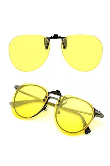 CREYESTAL Clip Lunettes Conduite de Nuit Polarisées, Anti-Eblouissement et Ultra léger, Surlunettes Verres Jaunes, Homme, Fem