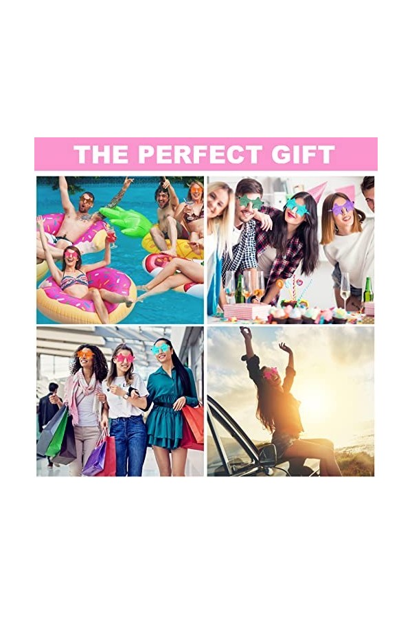 SUPRBIRD lunette Étoiles, 14 Paires de Lunettes Soleil Sans Monture en Forme Étoiles, Hippie Lunettes Fête en Étoiles lunette