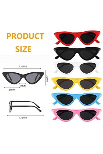 Bztzhm 6 Pièces Oeil de Chat Lunette Style Yeux de Chat, Lunettes de Soleil Triangle, Lunette de Soleil Femme Triangle Mode, 