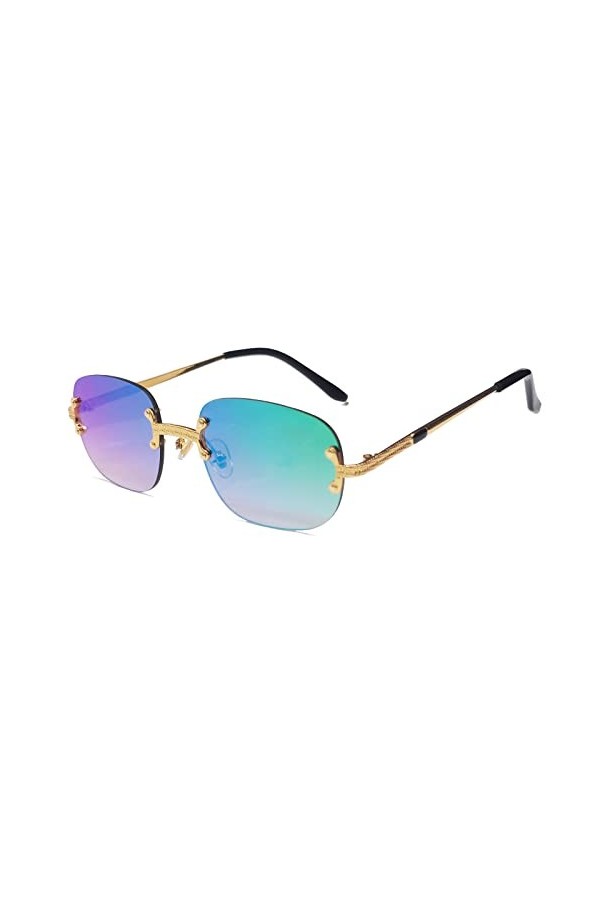 Lunettes de soleil rétro minces sans monture pour hommes femmes Vintage lunettes de soleil ovales à monture ultra-petite