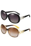 Lot de 2 grandes lunettes de soleil polarisées pour femme - Grandes lunettes de soleil classiques vintage avec protection UV
