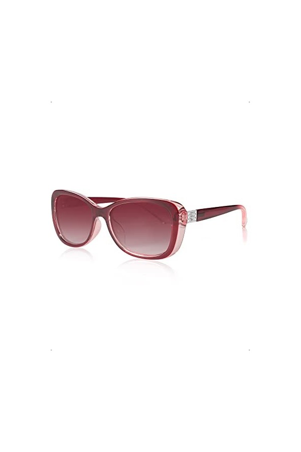 LVIOE Lunettes de soleil polarisées pour femme, motif papillon, lunettes de soleil surdimensionnées, protection UV400, Rouge
