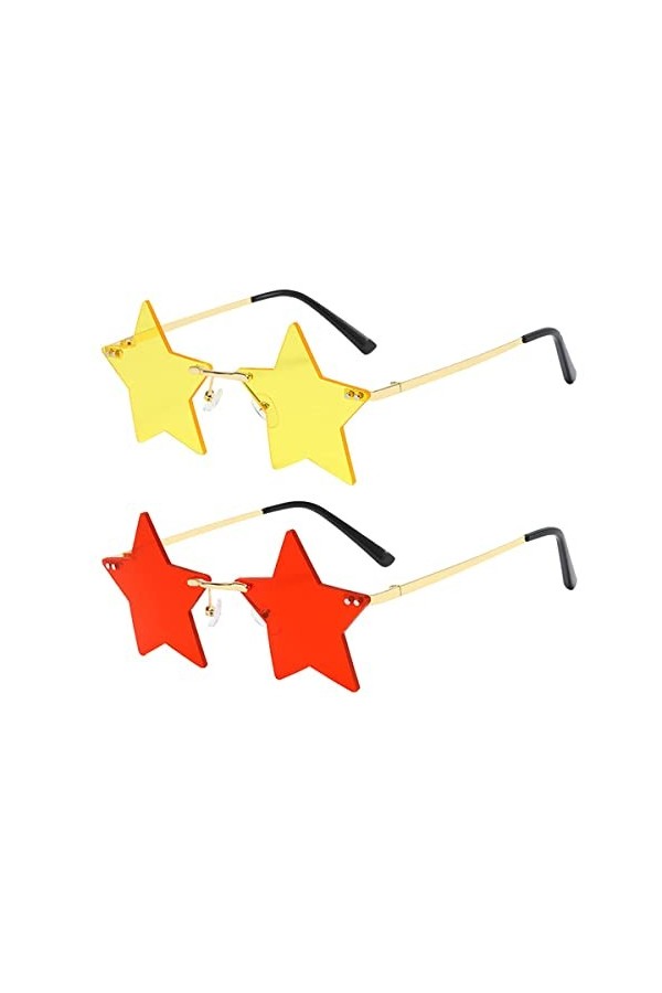 Dollger Lunettes de Soleil Star Sans Monture pour Femme Trendy Pentagram Transparent Shades Lunettes de soleil Protection UV4