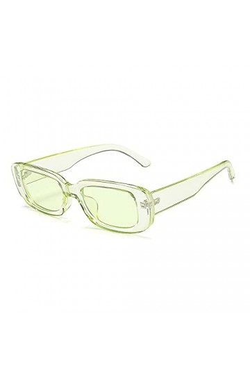 RUNHUIS Lunettes de soleil rectangulaires rétro pour homme et femme - Lunettes de soleil vintage - Small Square Fashion, vert