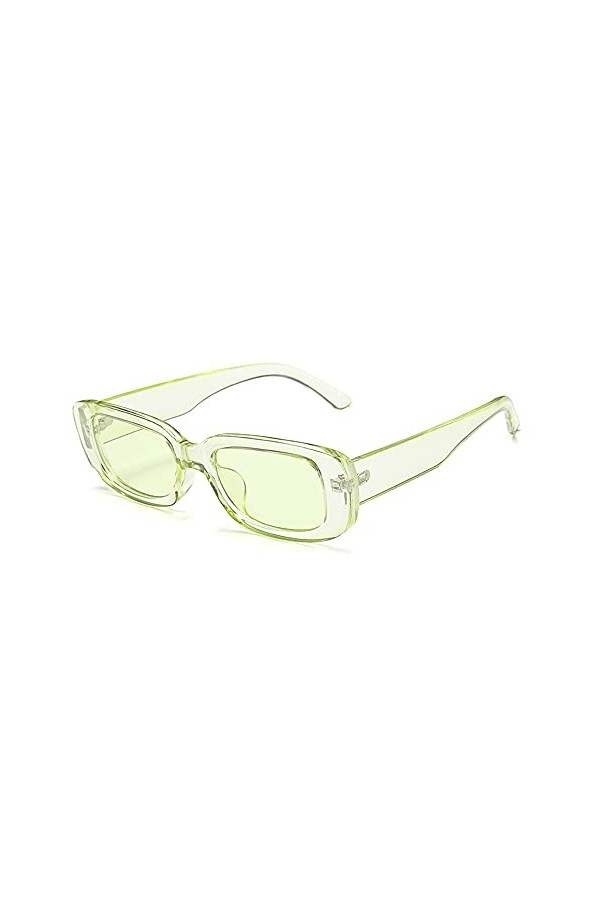 RUNHUIS Lunettes de soleil rectangulaires rétro pour homme et femme - Lunettes de soleil vintage - Small Square Fashion, vert