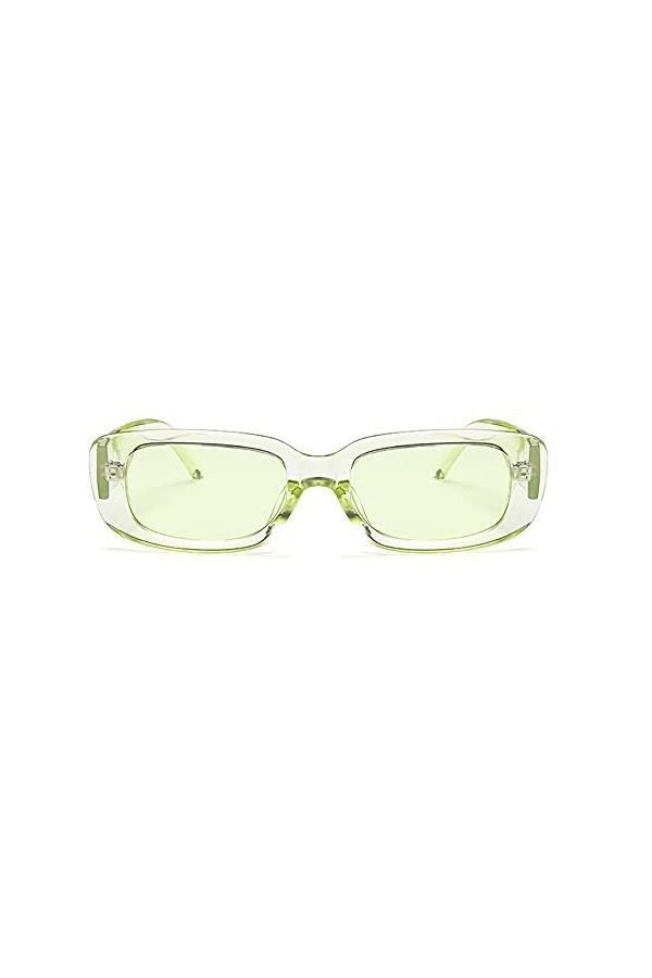 RUNHUIS Lunettes de soleil rectangulaires rétro pour homme et femme - Lunettes de soleil vintage - Small Square Fashion, vert