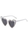 YAMEIZE Lunettes de Soleil Rhinestone en Forme de Cœur - avec Petits Strass pour Femmes Hommes Lunettes de Soleil Heart Diama