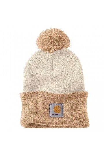 Carhartt Bonnet à Pompon Acrylique pour Femme, Blanc Hiver, Taille Unique