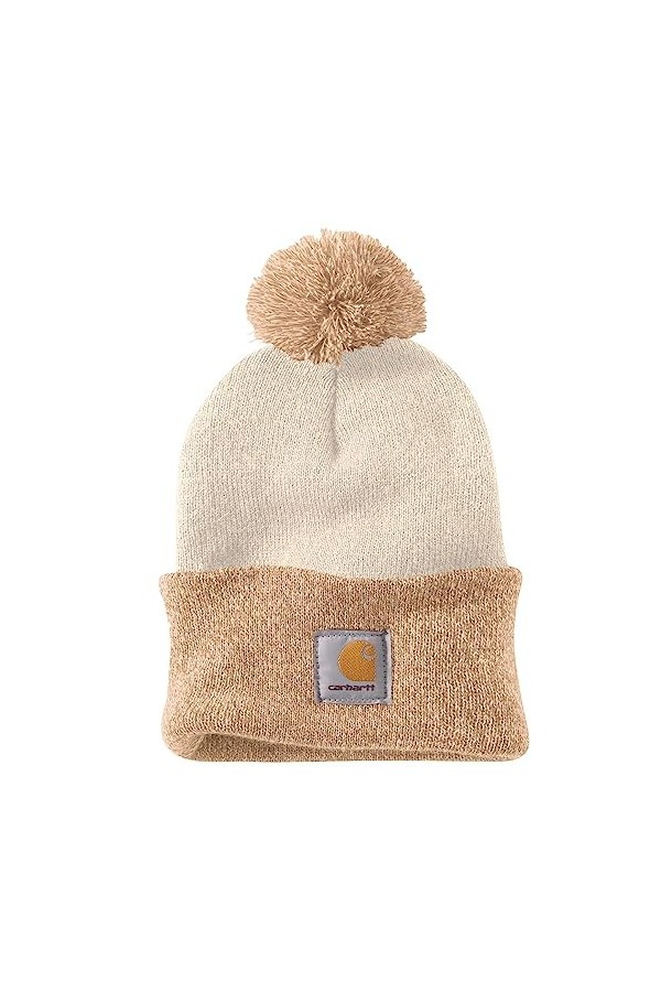 Carhartt Bonnet à Pompon Acrylique pour Femme, Blanc Hiver, Taille Unique