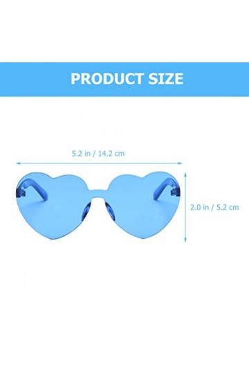 Amosfun 4Pcs Coeur Lunettes De Soleil Sans Monture Transparent En Forme De Coeur Lunettes Pour Femmes Filles Cotillons Bleu 