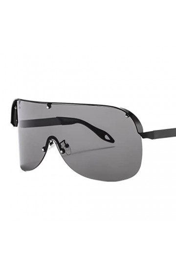 XKUN Lunette De Soleil Femme Lunettes De Soleil sans Chasse Surdimensionnées Femmes Hommes Lens Visière Masque Visurophérique