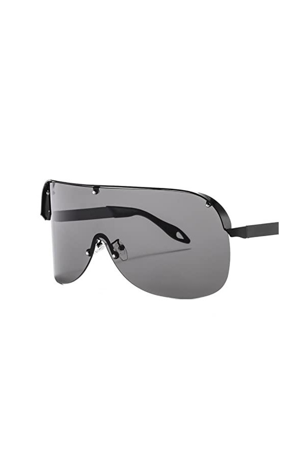 XKUN Lunette De Soleil Femme Lunettes De Soleil sans Chasse Surdimensionnées Femmes Hommes Lens Visière Masque Visurophérique