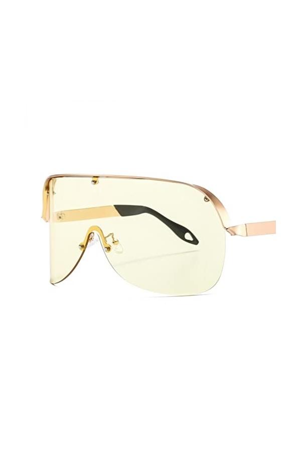 XKUN Lunette De Soleil Femme Lunettes De Soleil sans Chasse Surdimensionnées Femmes Hommes Lens Visière Masque Visurophérique