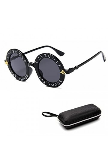 ZLULU Lunettes de soleil rondes rétro pour femme avec lettrage - lunette œil de chat colorées pour homme pour le voyage - UV 