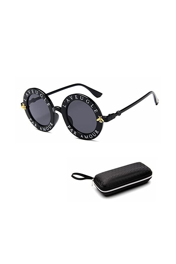 ZLULU Lunettes de soleil rondes rétro pour femme avec lettrage - lunette œil de chat colorées pour homme pour le voyage - UV 