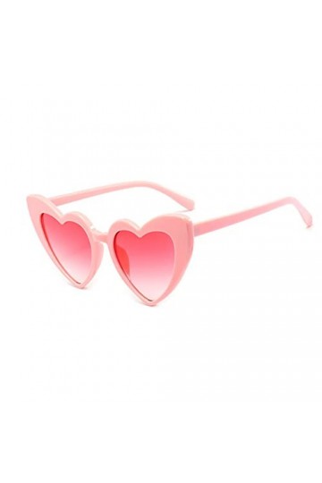FOURCHEN Lunettes de soleil en forme de cœur pour femme, style rétro œil de chat, lentille rose, Medium