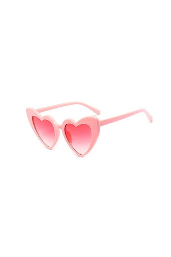 FOURCHEN Lunettes de soleil en forme de cœur pour femme, style rétro œil de chat, lentille rose, Medium