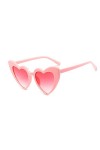FOURCHEN Lunettes de soleil en forme de cœur pour femme, style rétro œil de chat, lentille rose, Medium