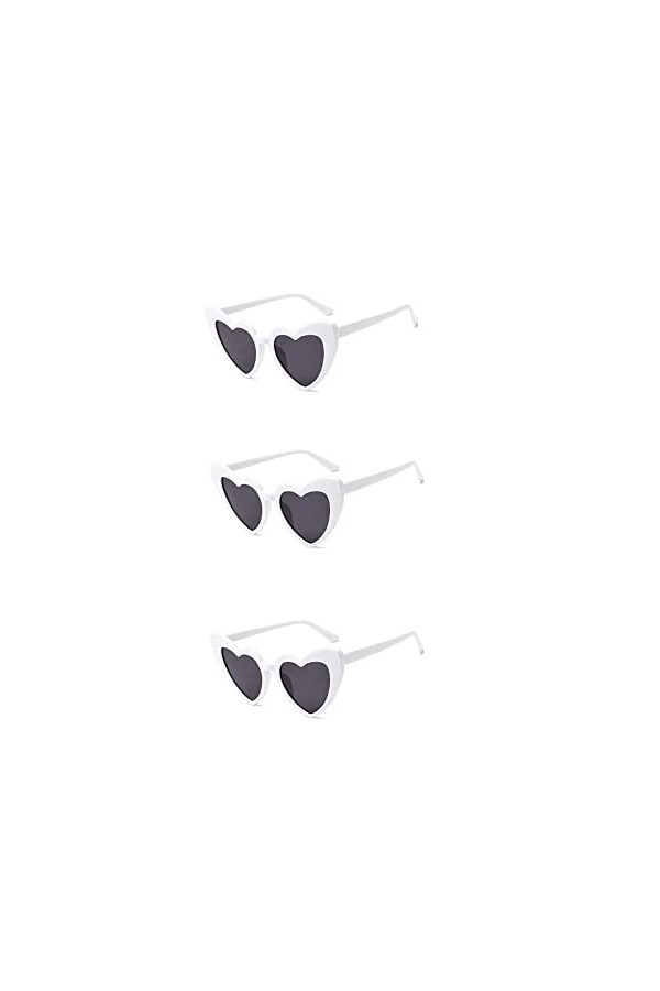 FOURCHEN Lunettes de soleil en forme de cœur pour femme, style rétro œil de chat, lentille rose, Medium