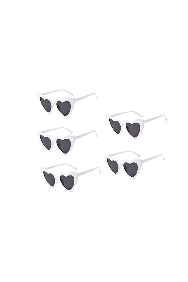 FOURCHEN Lunettes de soleil en forme de cœur pour femme, style rétro œil de chat, lentille rose, Medium