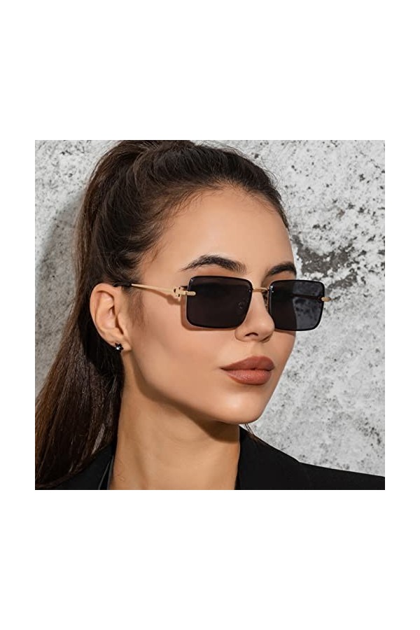 Lunettes de soleil rétro avec protection UV pour homme, femme, fille, monture carrée vintage, lunettes de soleil pour conduit