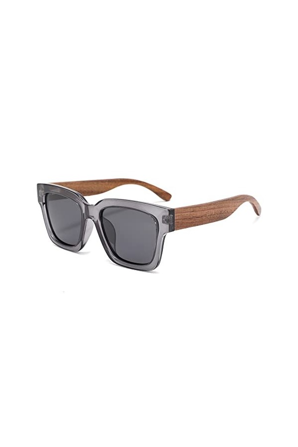 Coloseaya Lunettes de soleil femmes et hommes Dark Wood Premium Polarized true Wood Bow uv400 lunettes de soleil Brun Gris 